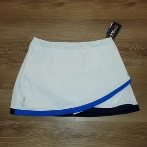 RLX Golf Ralph Lauren Women White 15" Faux-Wrap Stretch Skort Size Large New